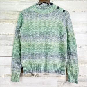 Talbots Mock Neck‎ Green Ombre Space Dye Button Shoulder Sweater Womens Size S